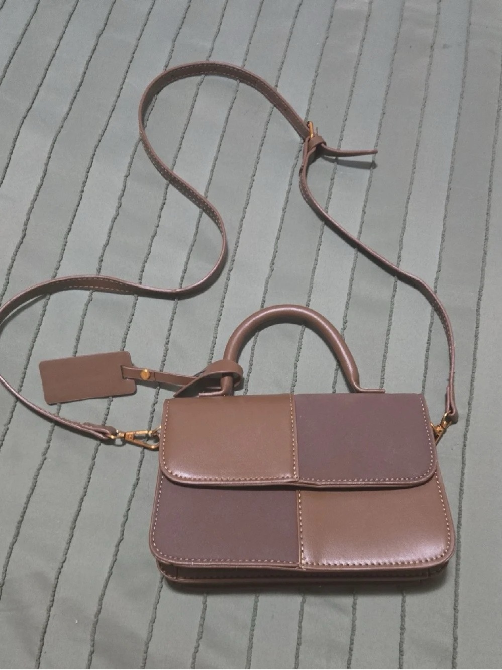Women's Two-Tone Brown Crossbody Satchel